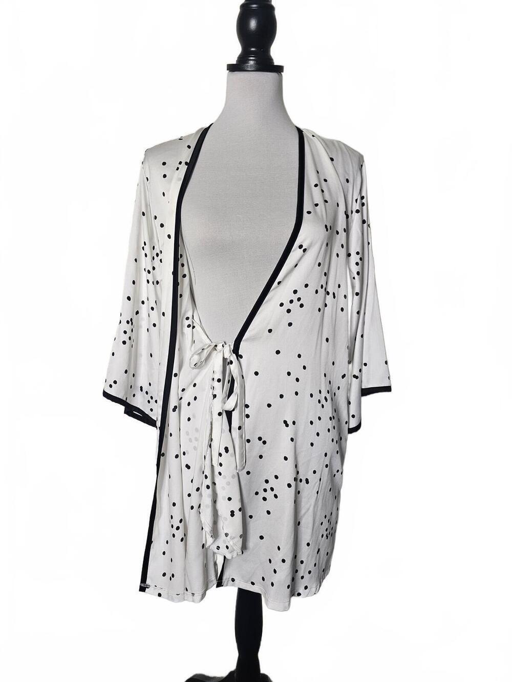 Kate Spade 'Dream a Little Dream' White and Black Polka Dot Robe